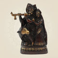 Brass Radha Krishna with Cow Idol 6" – Elegant Murti for Puja, Janmashtami & Home Décor