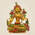 Tibetan Green Tara Brass Idol – Hand-Painted Compassion Statue for Home 8.5"