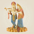 Radha Krishna with Flute – 10.25" Standing Mud Finish Multicolor Brass Idol