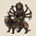 Brass Durga Maa Idol 8 "– Ambe Mata Murti Seated on Lion for Navratri, Puja & Home Temple Décor