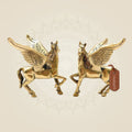 Pair of Brass Winged Horse Idols – Pegasus Style Handcrafted Showpiece - 4.5