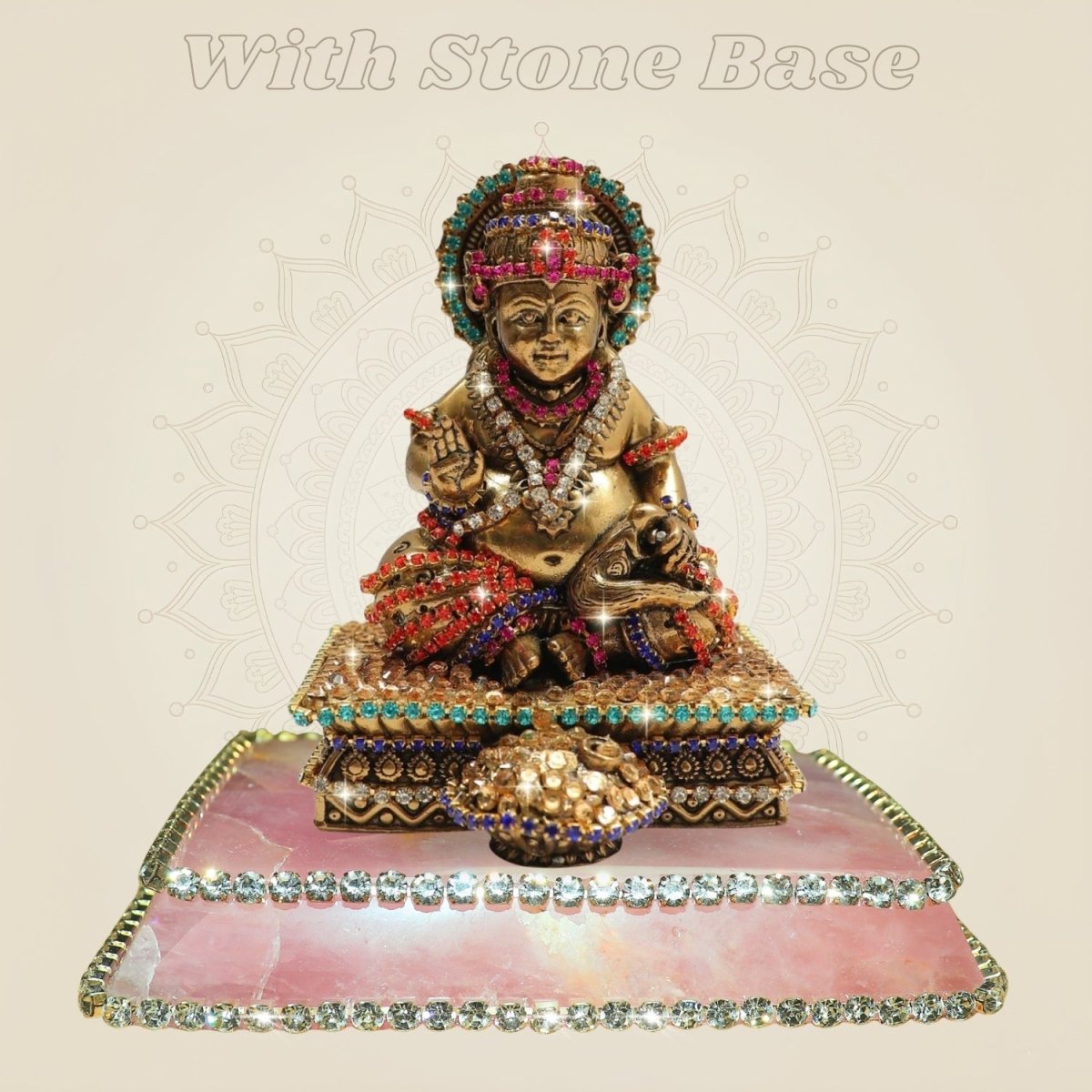 4" Premium Brass Lord Kuber Idol with Multicolour Jewellery Detailing - Luxeartisanship