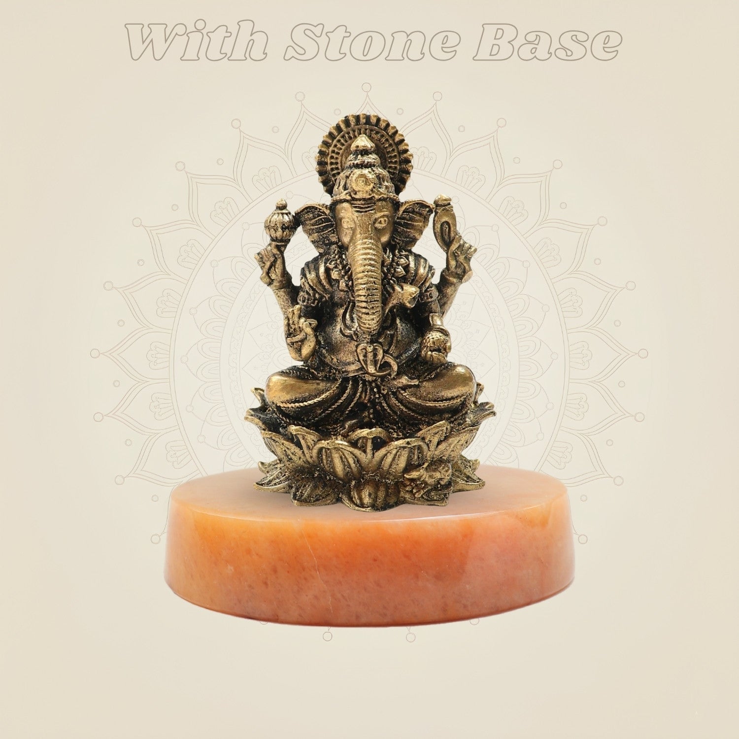 Ganesha Brass Idol on yellow stone