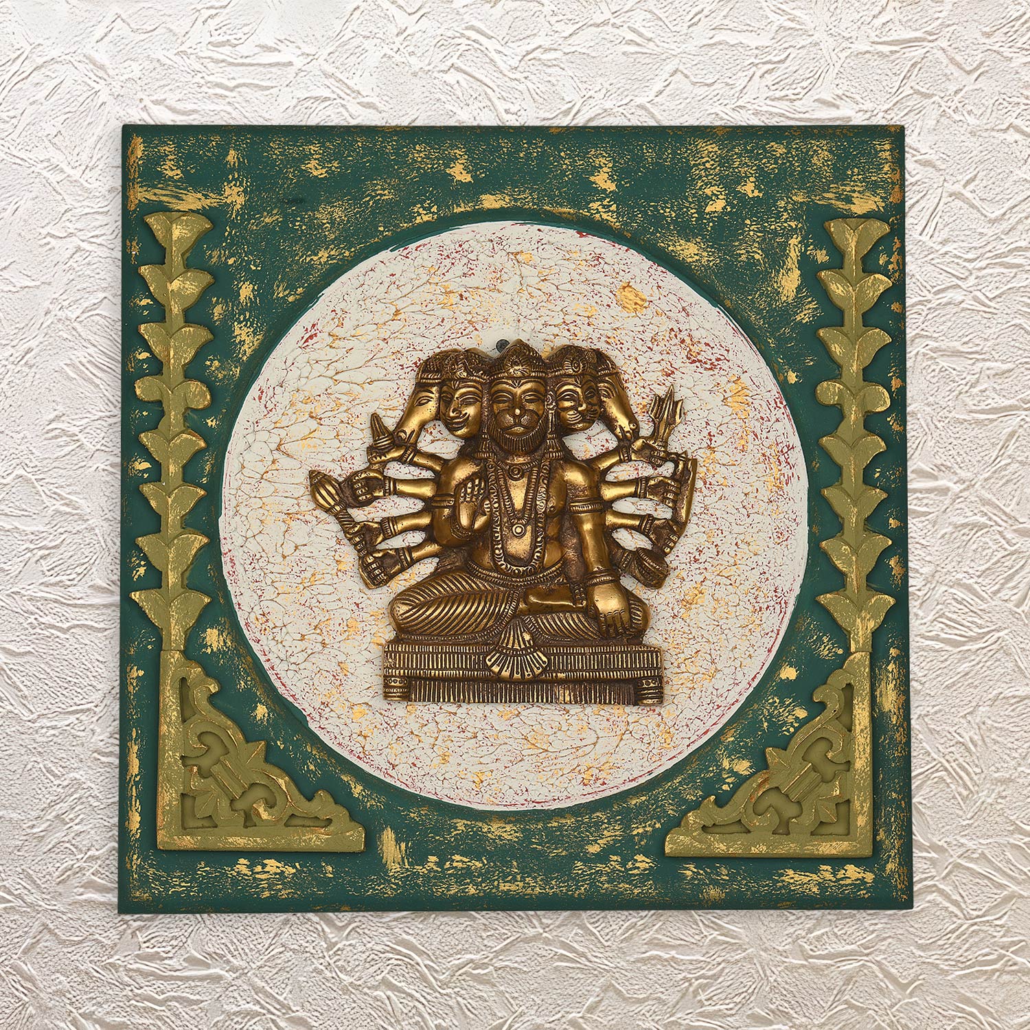 Premium Panchmukhi Hanuman Idol Wooden Wall Frame 16 – Spiritual Decor