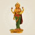 Standing Lakshmi Brass Idol 10" – Hand-Painted Hindu Goddess Prosperity Statue