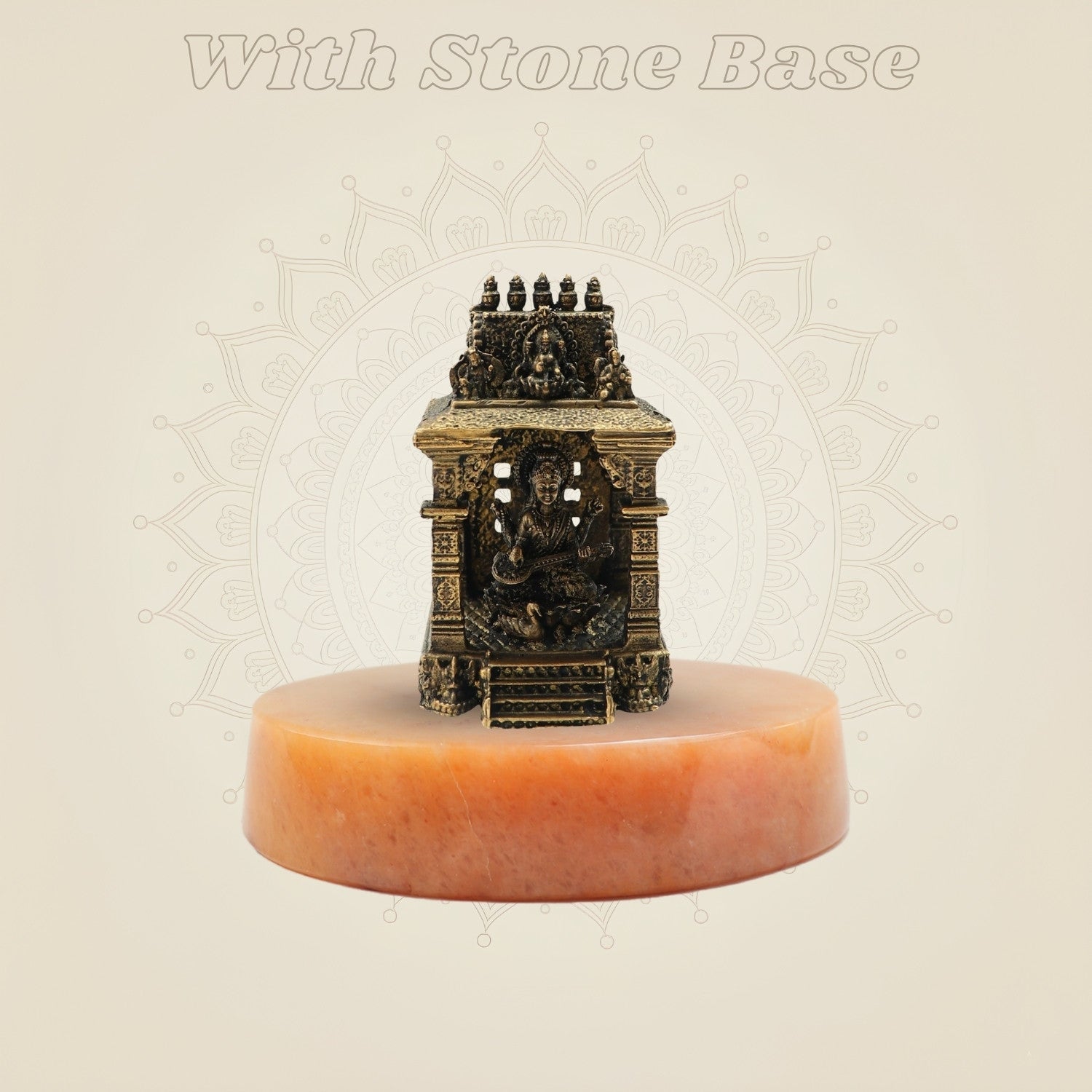 Bronze Saraswati Temple on gemstone base
