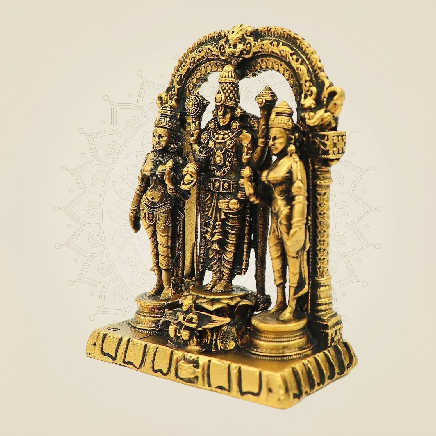 Bronze Tirupati Balaji Idol 2.75"– Venkateswara with Sridevi Bhudevi Statue
