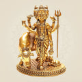 Pure Brass Dattatreya Idol • 6" Superfine Lightweight Hollow Casting Murti