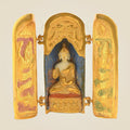 Folding Buddha Temple – 7.5" Brass Statue | Compact Spiritual Decor