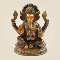 Brass Blessing Lord Ganesha Statue 12" – Handmade Spiritual Temple Idol