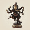 Traditional Brass Ganesh Murti in Dancing Pose 8.5" | Temple & Home Decor