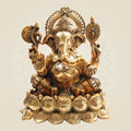 19" Big Size Brass Ganesha Idol on Lotus Base for Worship