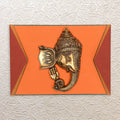 12" Brass Ganesha in Wooden Wall Frame – Spiritual Wooden Art Decor