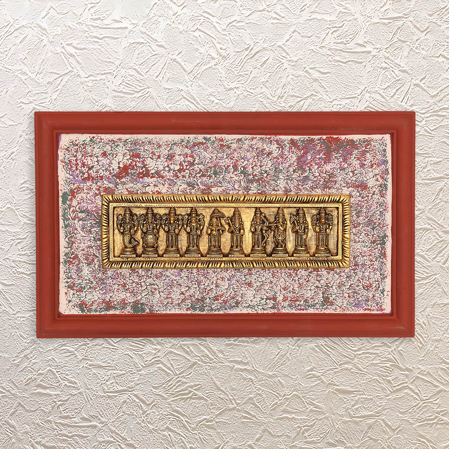Wall Frame of Dashavatar 12" – Brass Plate with 10 Incarnations of Vishnu