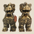 Brass Yali Guardian Lion 3"– Majestic Keeper of Strength (Set of 2)