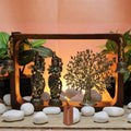 Brass Radha Krishna with Decorative Tree in Wooden Frame 8.25"