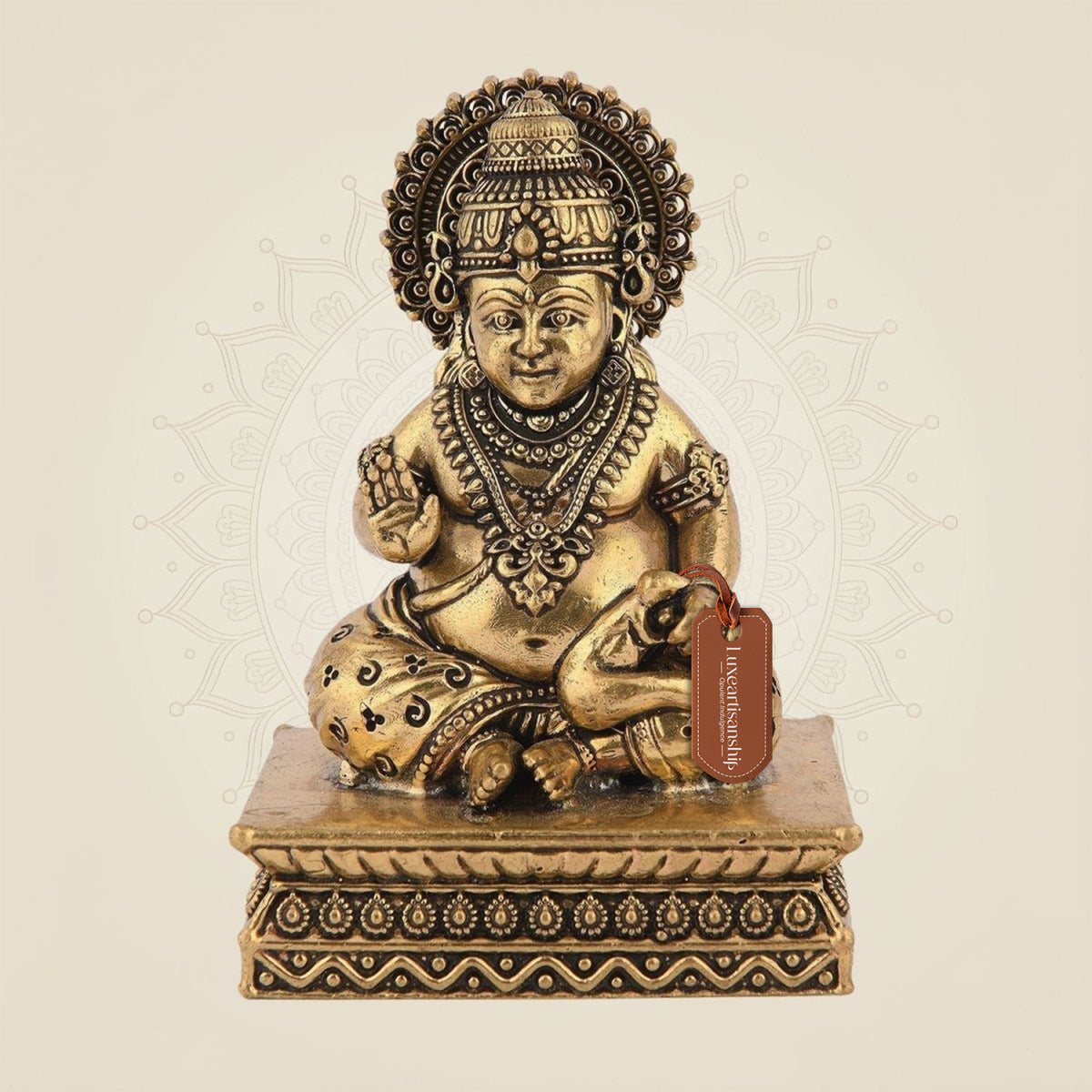 Brass Divine Gift Lord Kuber Idol – 4" Lightweight Handcrafted Statue