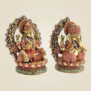 Brass Ganesh Lakshmi Idol