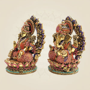 Brass Ganesh Laxmi Idol