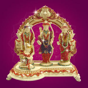 5" Brass Ram Darbar Idol with Jewellery Stone Work for Home Decor - Luxeartisanship