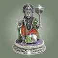 5-Inch Silver Plated Hanuman Brass Idol in Kneeling Form with Sparkling Stone Work