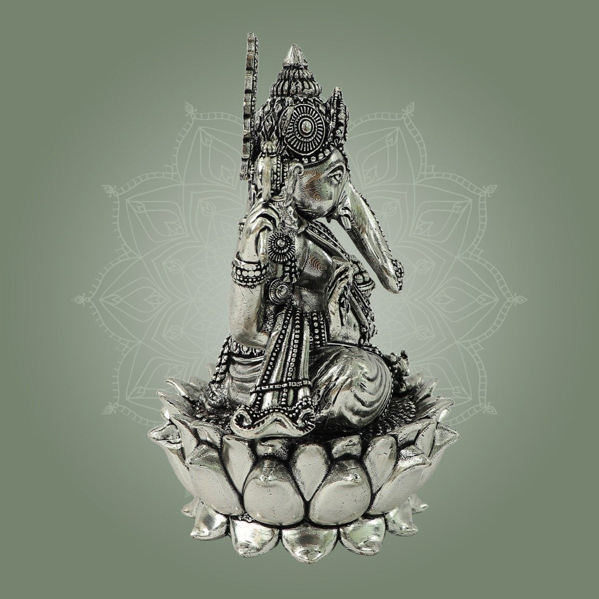 Silver-Plated Brass Ganesha Idol