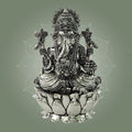 Brass Chaturbhuja Ganesha Statue
