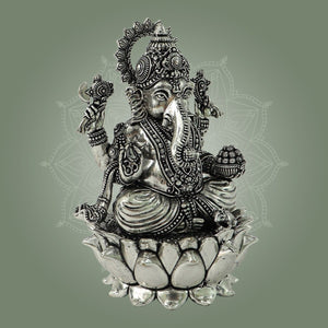 Silver-Plated Brass Ganesha Idol