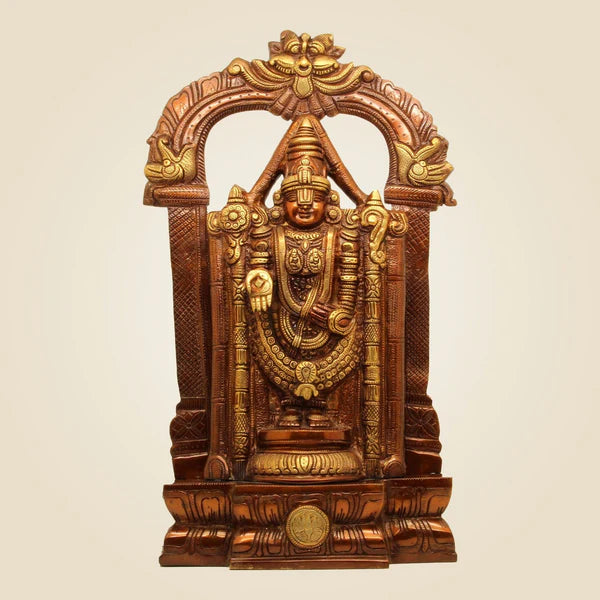 Large Size Brass Venkateswara Idol – South Indian Temple Style Balaji Murti 19"
