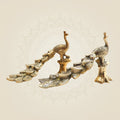 Brass Peacock Bird Sculpture with Textured Tree Trunk Base