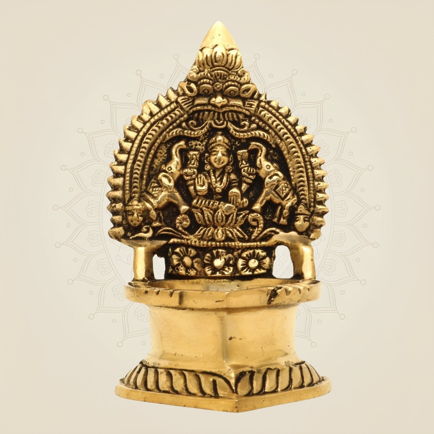 5" Superfine Brass Lakshmi Diya – Handcrafted Deepam for Mandir Decor