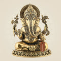 Brass Ganesha Idol 5" – Sitting Pose | Vighnaharta Statue for Goodness