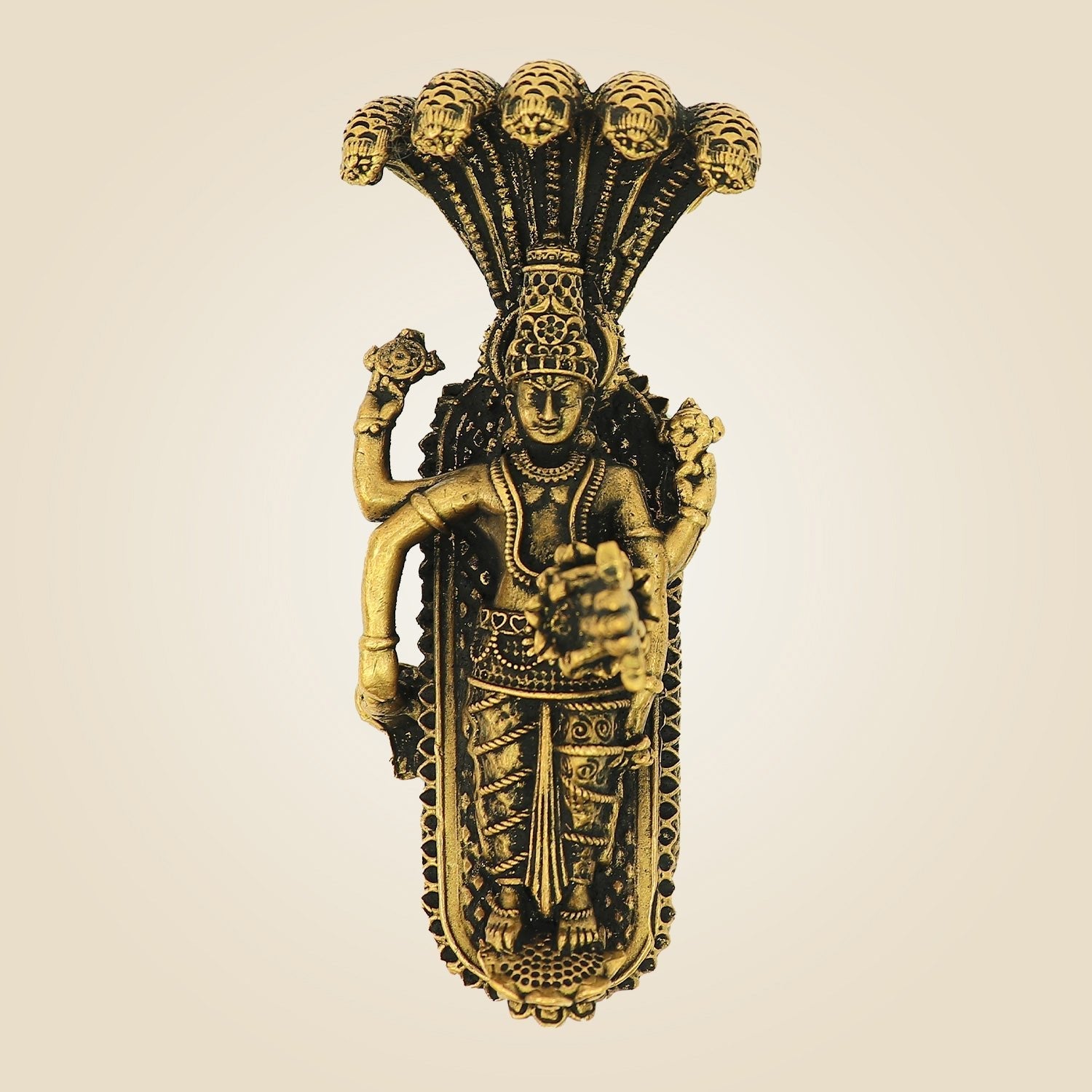 Handcrafted Vishnu on Sheshnag Bronze Idol – Divine Anantashayana Idol - 1.50"