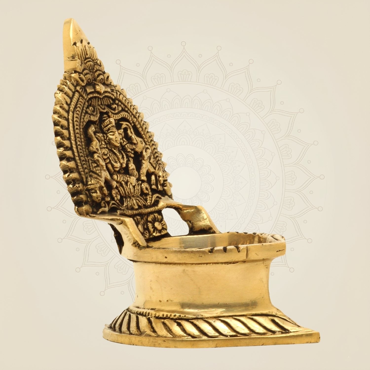 5" Superfine Brass Lakshmi Diya – Handcrafted Deepam for Mandir Decor