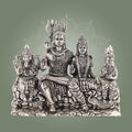 Shiva Parivar Brass Idol – 4.5" Silver Finish Handcrafted Statue Symbolizing Divine Unity
