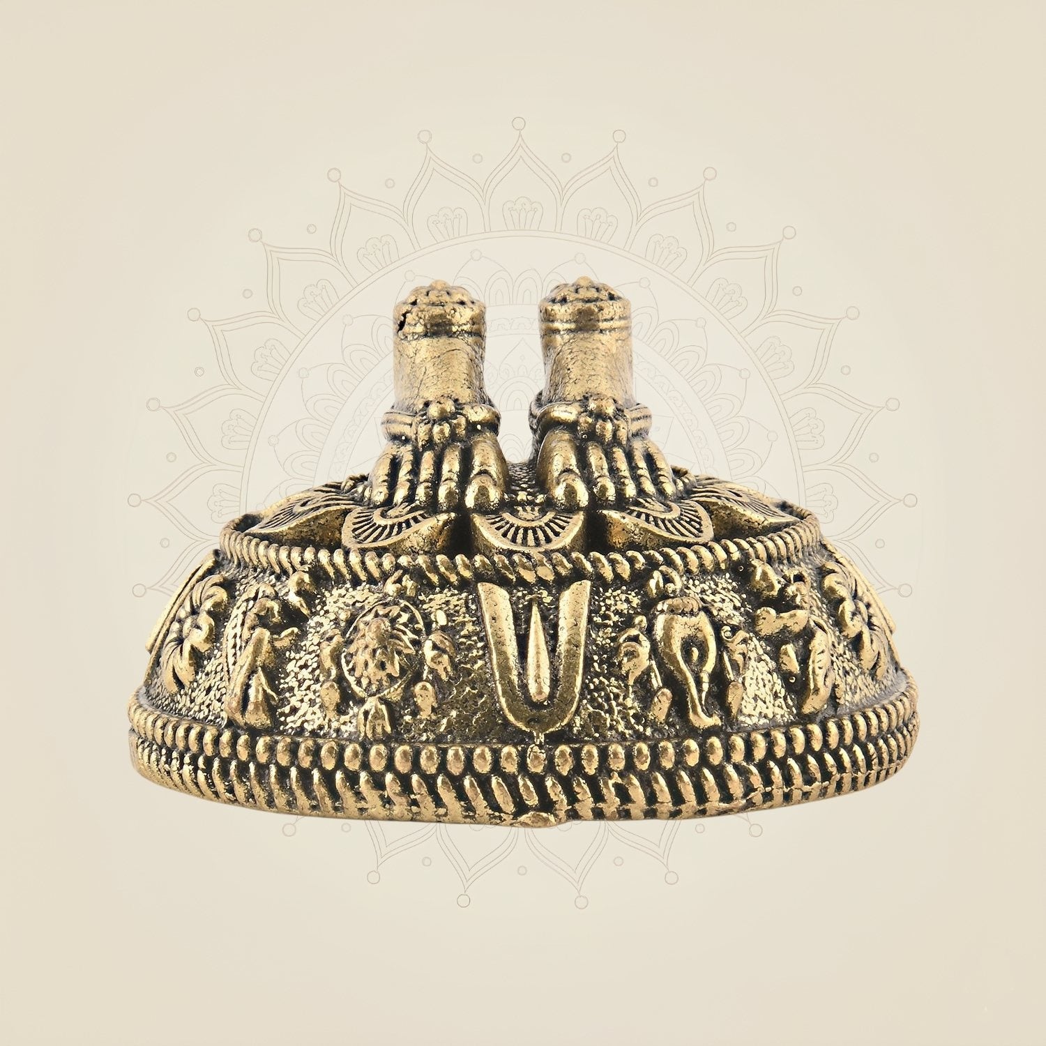 Brass Tirupati Balaji Charan Paduka • Sacred 1" Superfine Idol