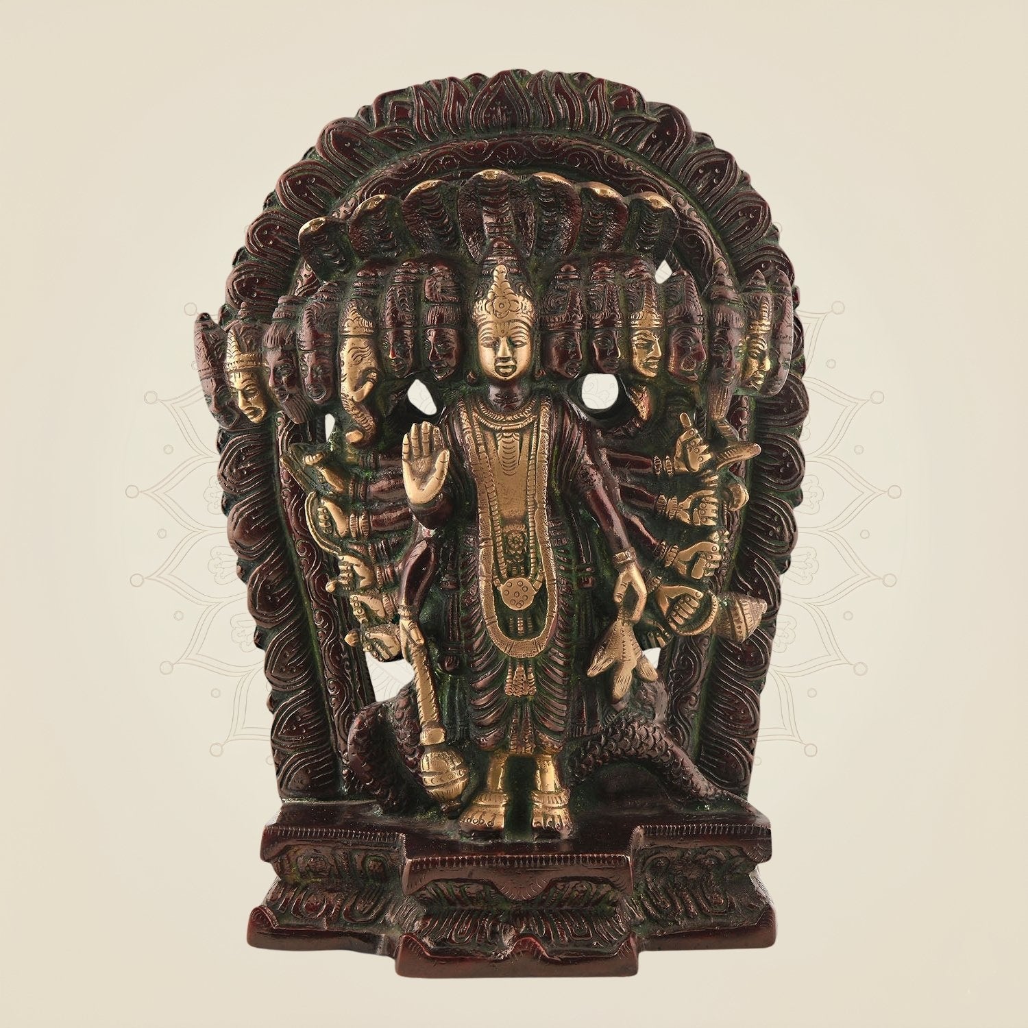 Lord Narayan Brass Idol – 11" Handcrafted Vishnu Statue for Peace & Devotion
