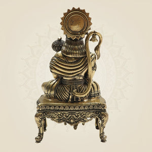 5.5" Brass Hanuman Sitting on Chowki – A Symbol of Devotion - Luxeartisanship