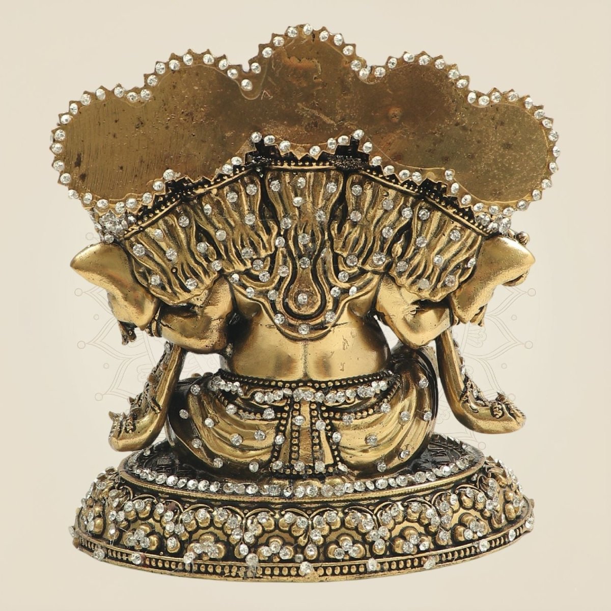 5.5" Panchmukhi Ganesha Brass Murti with Sheshnag Jewellery Stone Work - Luxeartisanship