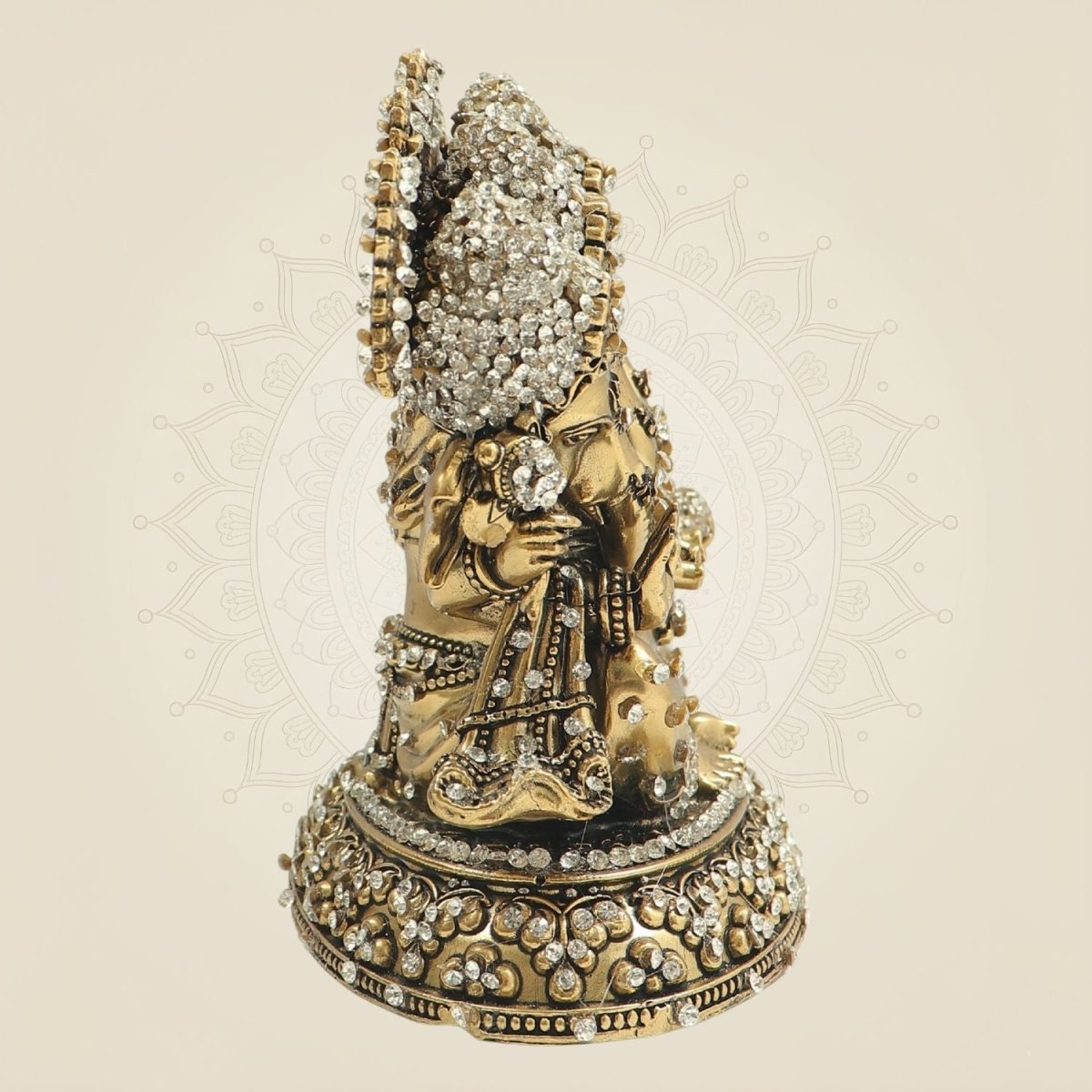 5.5" Panchmukhi Ganesha Brass Murti with Sheshnag Jewellery Stone Work - Luxeartisanship