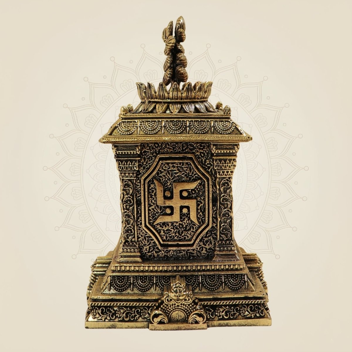 5.5" Traditional Pure Brass Tulsi Maadam with Om Design - Luxeartisanship