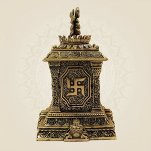 5.5" Traditional Pure Brass Tulsi Maadam with Om Design - Luxeartisanship