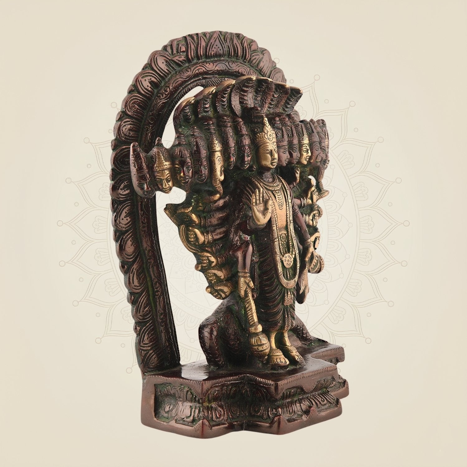 Lord Narayan Brass Idol – 11" Handcrafted Vishnu Statue for Peace & Devotion