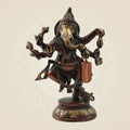 Traditional Brass Ganesh Murti in Dancing Pose 8.5" | Temple & Home Decor
