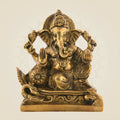 Brass Chaturbhuj Ganesha Idol | Decorative Showpiece for Luck & Prosperity 5.5"