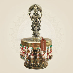 5.75 Brass Vasavi Mata Murti on Chowki for Devotional and Mandir Use - Luxeartisanship