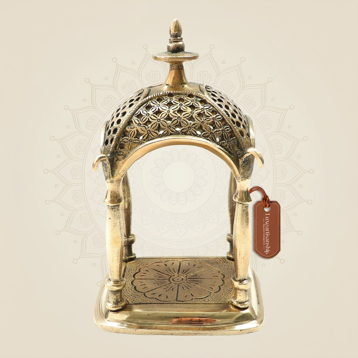 Brass Mandir Home Décor Showpiece 6.75" – Handcrafted for Spiritual Elegance