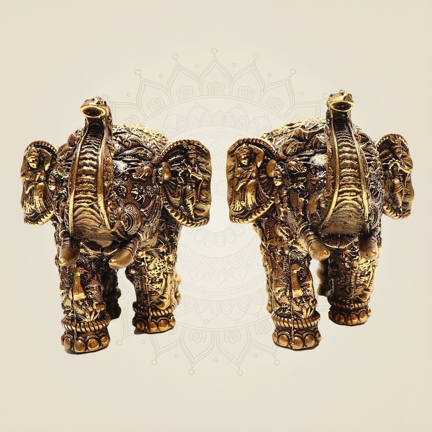 Brass Elephant Pair 3"• Handcrafted Vastu Decor – Small Size Statues