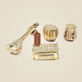 2.75" Brass Musical Instrument Set – Handcrafted Tabla, Veena & Harmonium