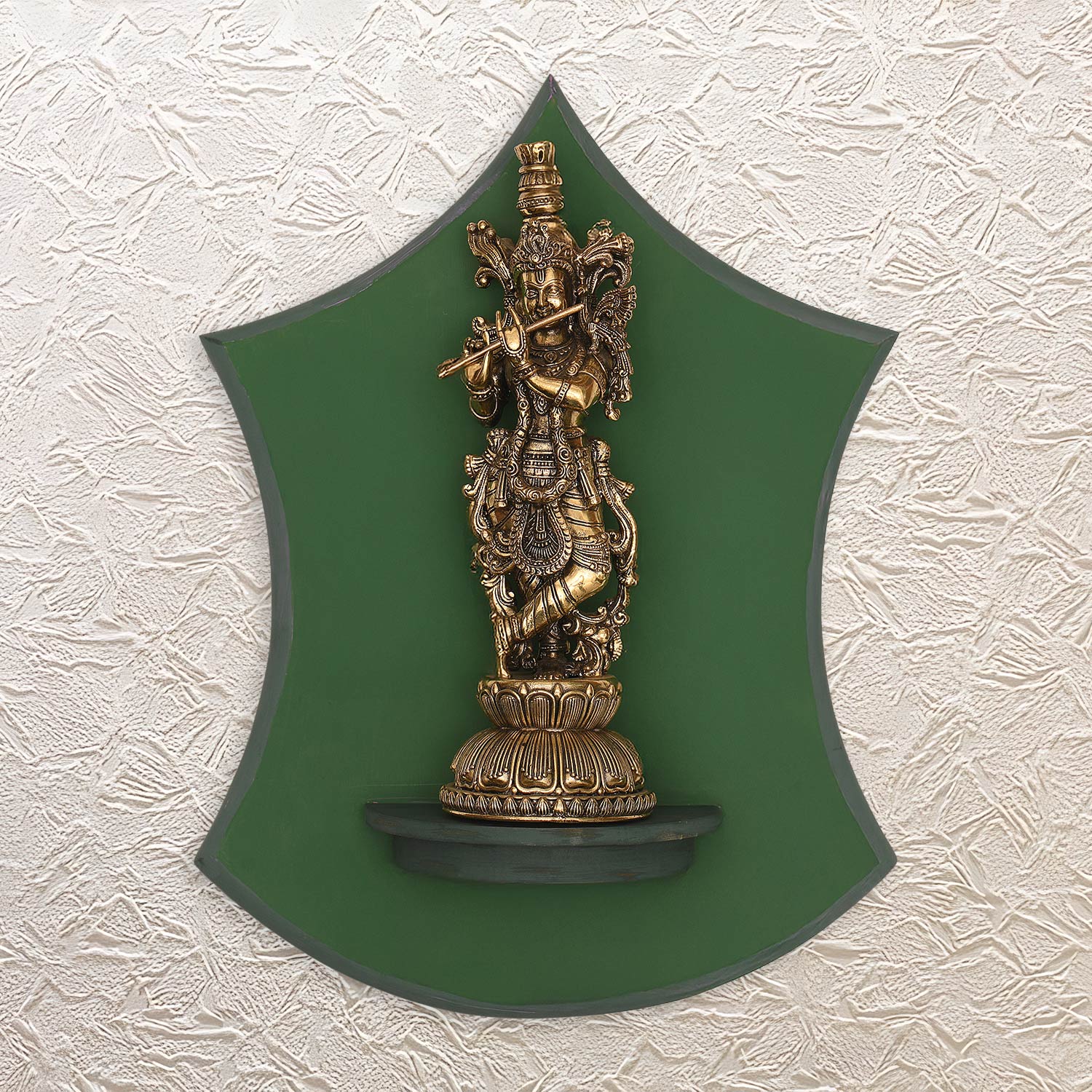 Wall Frame with Brass Krishna 16" – Unique Design for Spiritual Home Decor